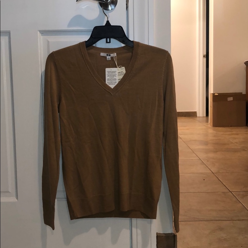 Brown V neck sweater new with tags